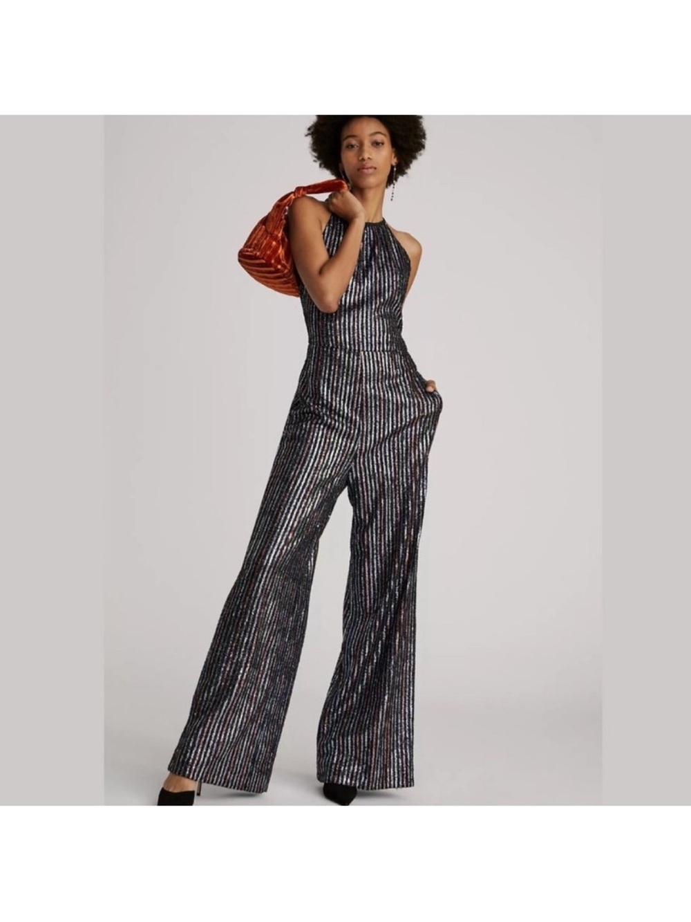 Maeve Anthropologie Striped Disco Halter Jumpsuit Women Size 4
